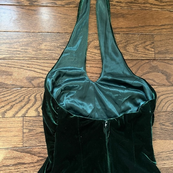 Revelry Deep Green Velvet Jumpsuit - Picture 4 of 7